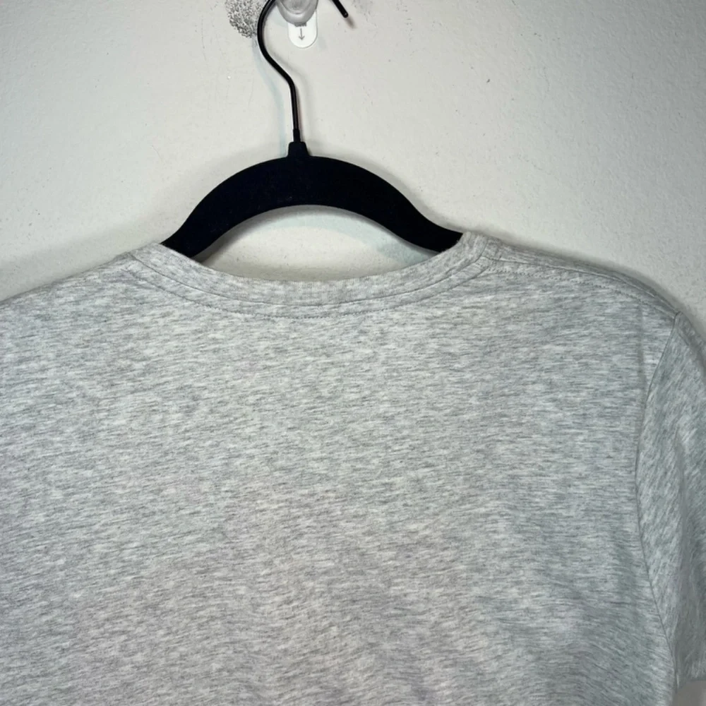 Ralph Lauren Sport V-Neck T-Shirt Heather Gray White Pony Logo Girls Size Medium